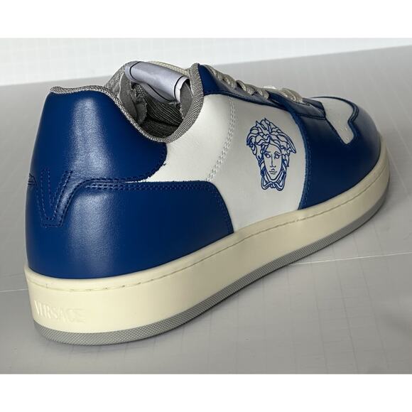 Versace Medusa Low Top Mens Blue/White Leather Sneakers 12.5 US 45.5 IT NIB $750 main image 7